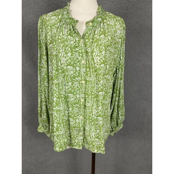 Style & Co. Tops - Style & Co Women's Plus Size (2X) Floral Printed Button-Front Blouse Green NWOTs